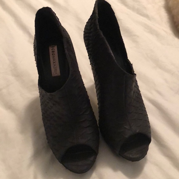 Platform black leather booties - Picture 1 of 4